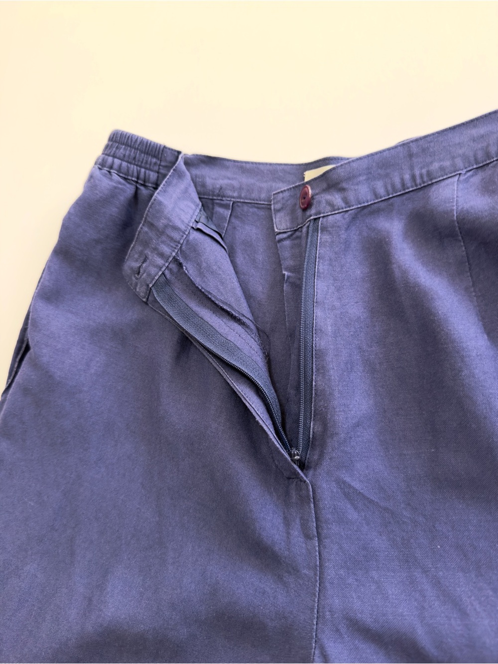Lino USA Navy Linen Blend 2 Piece Blouse Pant Set Size Medium Summer Vacation - Picture 11 of 16